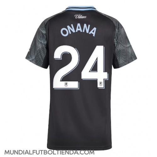 Camiseta Aston Villa Amadou Onana #24 Segunda Equipación Replica 2025-26 para mujer mangas cortas Camiseta Aston Villa Amadou Onana #24 Segunda Equipación Replica 2025-26 para mujer mangas cortas